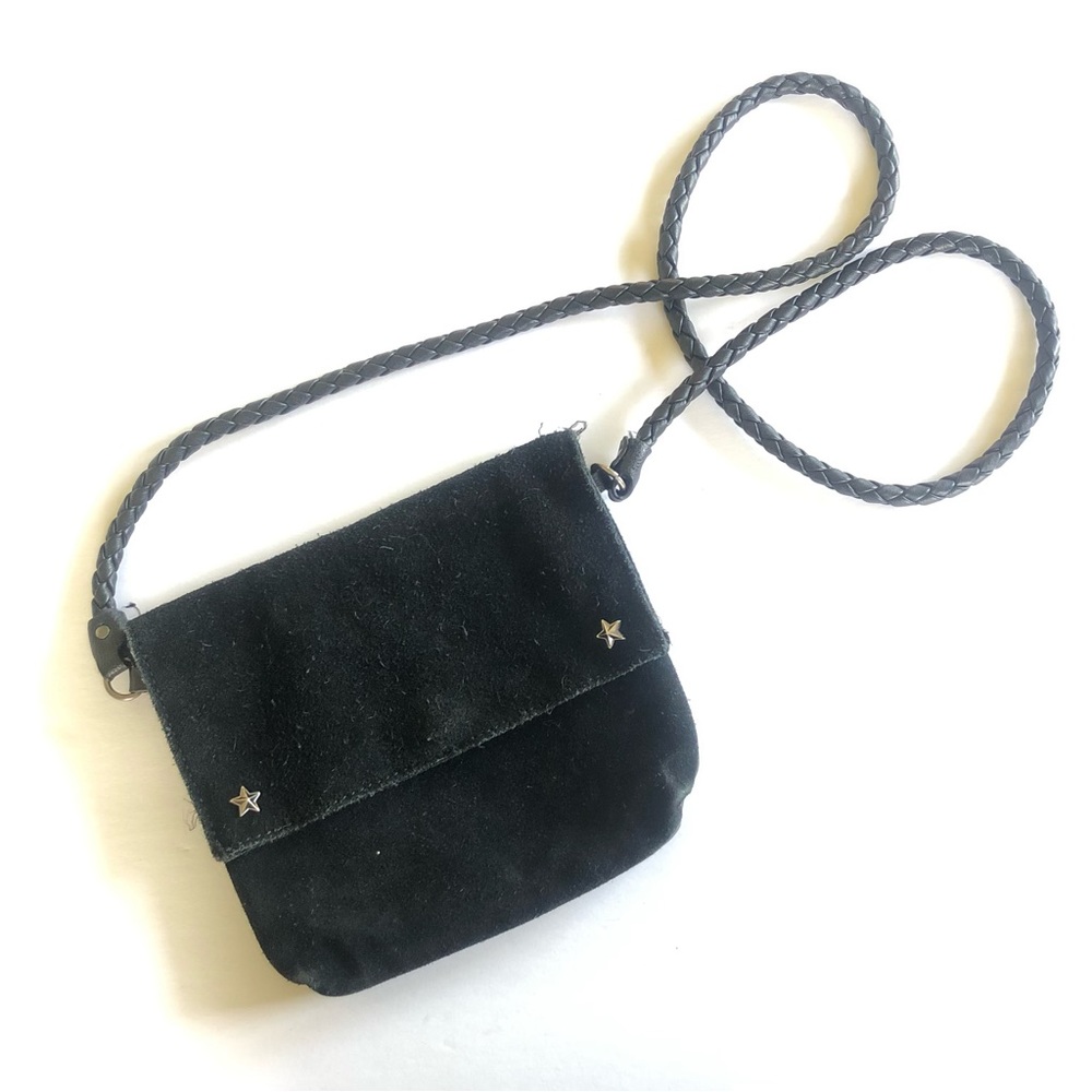 American Eagle Black Suede Foldover Bag